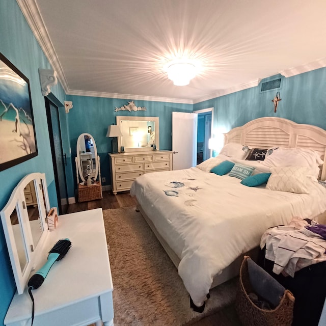 54 Piedmont Unit B, Delray Beach, FL 33484 - bedroom featuring dark wood-type flooring and ornamental molding