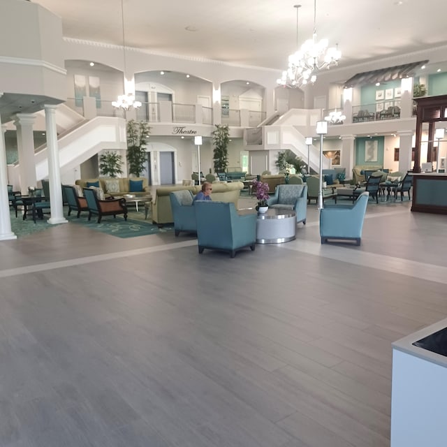 54 Piedmont Unit B, Delray Beach, FL 33484 - community lobby featuring a towering ceiling