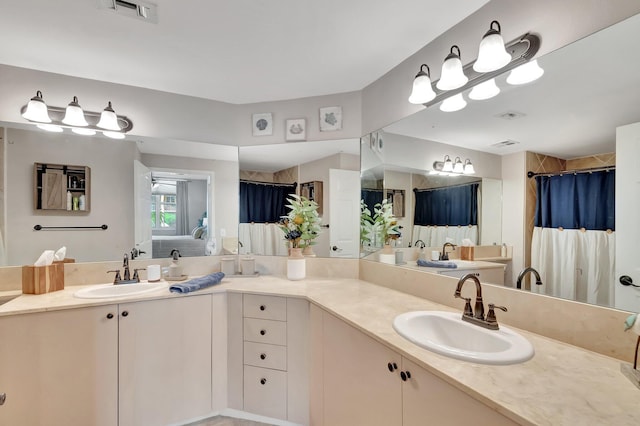 804 E Windward Way Unit 404, Lantana, FL 33462 - bathroom featuring double vanity and a shower with curtain