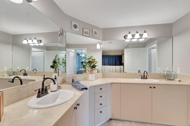 804 E Windward Way Unit 404, Lantana, FL 33462 - full bathroom featuring double vanity and ceiling fan