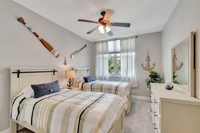 804 E Windward Way Unit 404, Lantana, FL 33462 - bedroom with light carpet, baseboards, and a ceiling fan