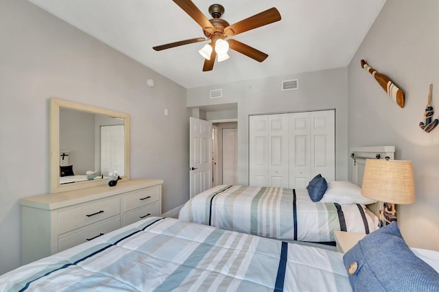 804 E Windward Way Unit 404, Lantana, FL 33462 - bedroom with a closet and a ceiling fan