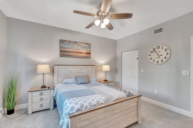 804 E Windward Way Unit 404, Lantana, FL 33462 - bedroom featuring light colored carpet, baseboards, and a ceiling fan