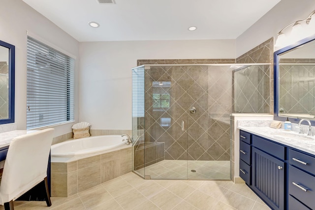 8271 Canopy Ter, Parkland, FL 33076 - full bath featuring a bath, vanity, a shower stall, and tile patterned floors