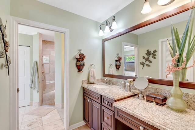 15385 Cedar Bluff Pl, Wellington, FL 33414 - bathroom with vanity, a shower stall, tile patterned flooring, and baseboards