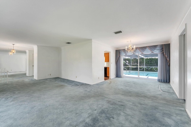 1937 Park Pl, Boca Raton, FL 33486 - unfurnished living room with a chandelier and light carpet