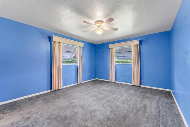 1937 Park Pl, Boca Raton, FL 33486 - carpeted empty room with ceiling fan, baseboards, and a textured ceiling