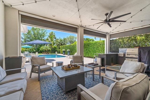 220 Carina Dr, Jupiter, FL 33478 - view of patio with an outdoor living space and ceiling fan