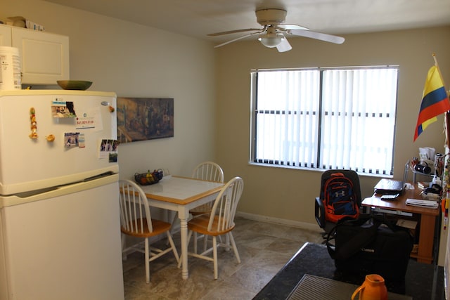 7609 Tahiti Ln Unit 201, Lake Worth, FL 33467 - dining space with a ceiling fan, baseboards, and an office area