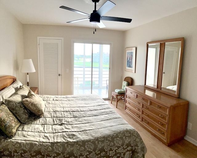 3026 Lincoln B 3026, Boca Raton, FL 33434 - bedroom with access to exterior and a ceiling fan