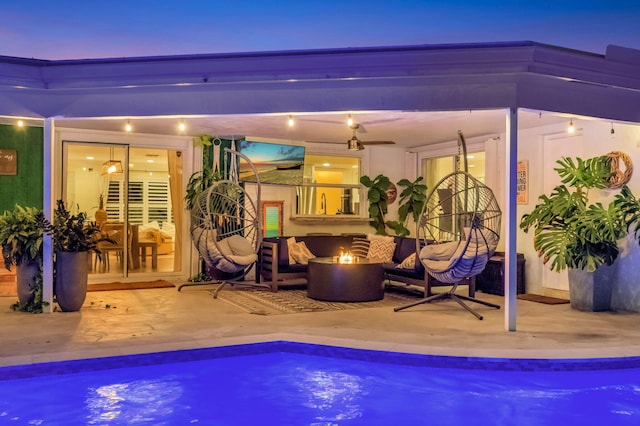 769 Berkeley St, Boca Raton, FL 33487 - outdoor pool with a patio area and an outdoor living space with a fire pit