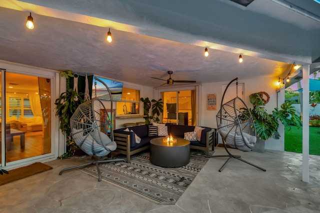 769 Berkeley St, Boca Raton, FL 33487 - view of patio / terrace with an outdoor living space with a fire pit and a ceiling fan
