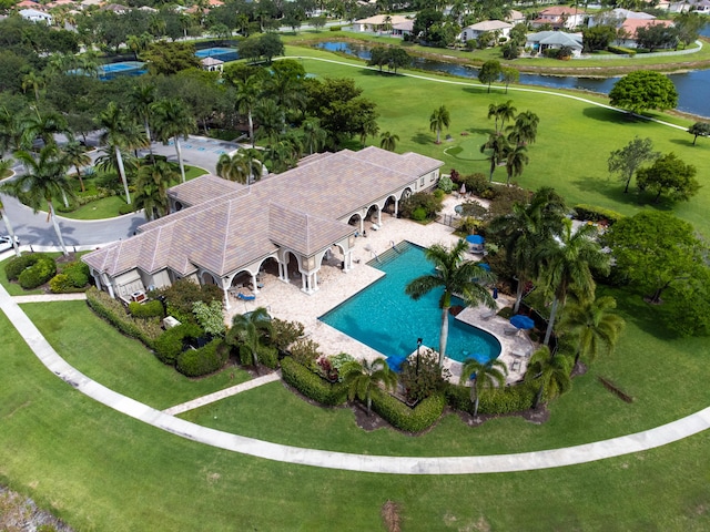 4245 Bluff Harbor Way, Wellington, FL 33449 - aerial view of a large body of water, a pool, and a golf course