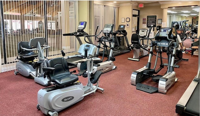 7644 Lexington Club Blvd Unit A, Delray Beach, FL 33446 - gym featuring ornamental molding