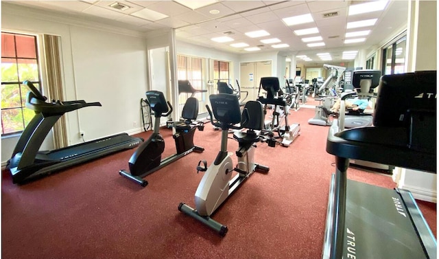7644 Lexington Club Blvd Unit A, Delray Beach, FL 33446 - gym with a paneled ceiling