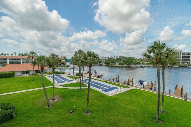 105 NE 19th Ave Unit 356, Deerfield Beach, FL 33441 - view of community featuring a water view, a yard, and a dock