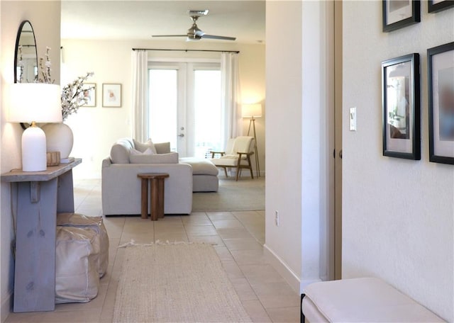 1095 N Verona Trace Dr, Vero Beach, FL 32966 - corridor with light tile patterned floors and french doors