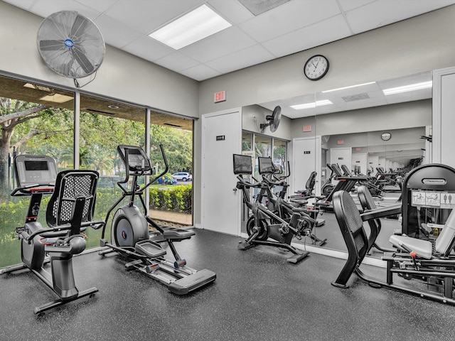 18458 Via Di Sorrento, Boca Raton, FL 33496 - gym featuring a paneled ceiling