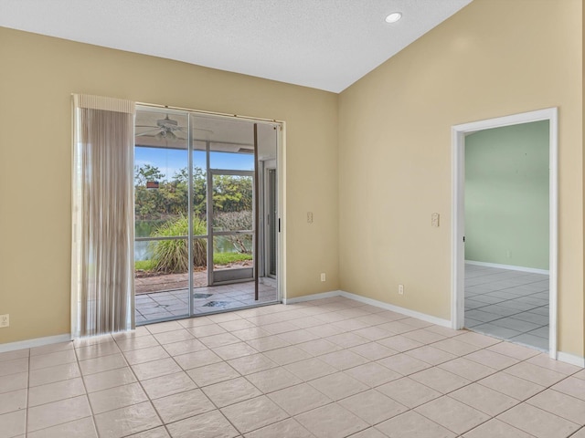 18458 Via Di Sorrento, Boca Raton, FL 33496 - empty room featuring light tile patterned floors, baseboards, ceiling fan, and recessed lighting