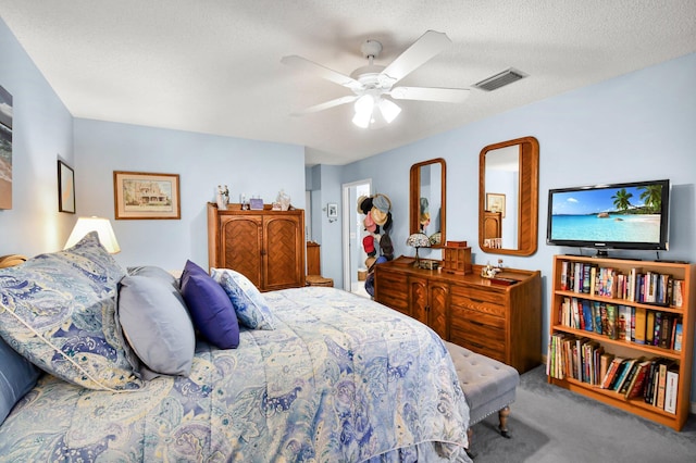 5196 Europa Dr Unit D, Boynton Beach, FL 33437 - carpeted bedroom with ceiling fan and a textured ceiling