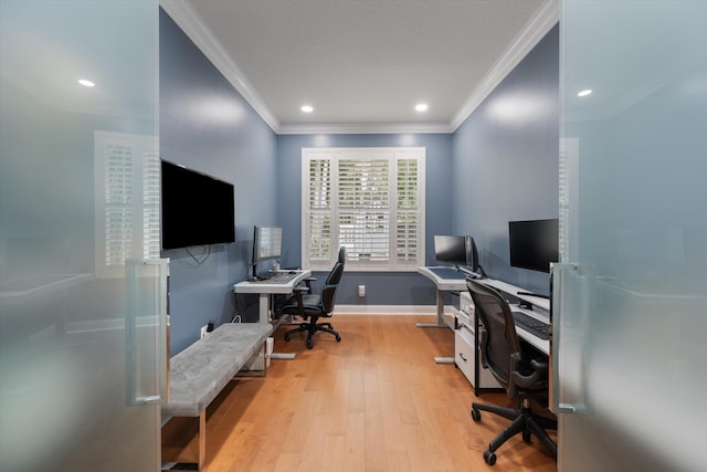 1770 Flagler Manor Cir, West Palm Beach, FL 33411 - office featuring crown molding, wood finished floors, recessed lighting, and baseboards