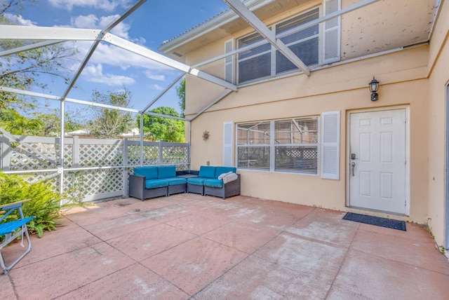 3110 Kingston Ct, West Palm Beach, FL 33409 - view of patio / terrace featuring an outdoor hangout area and a lanai