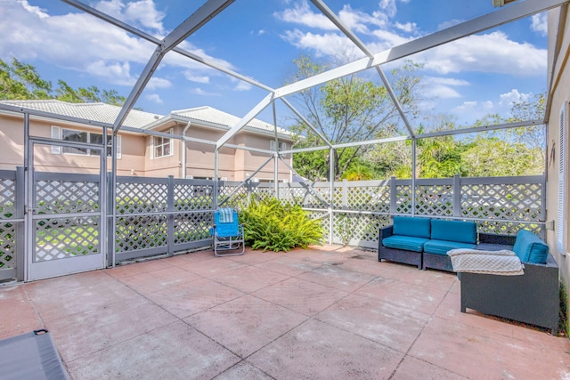 3110 Kingston Ct, West Palm Beach, FL 33409 - view of patio with an outdoor living space and a lanai