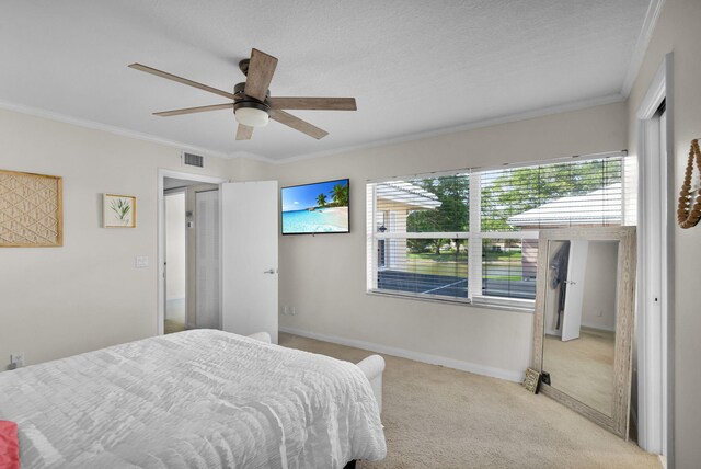 3110 Kingston Ct, West Palm Beach, FL 33409 - bedroom featuring carpet flooring, crown molding, ceiling fan, and baseboards
