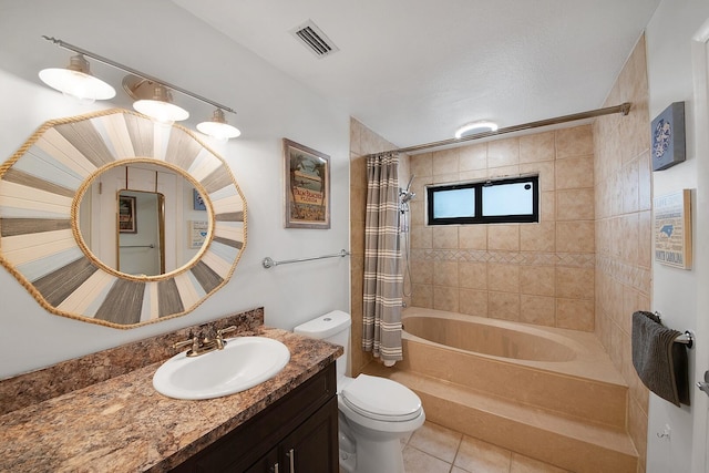 4099 Palm Bay Cir Unit A, West Palm Beach, FL 33406 - full bathroom featuring vanity, toilet, shower / bath combo with shower curtain, and tile patterned flooring
