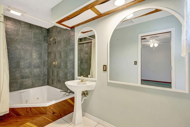 102 SE Crosspoint Dr, Port Saint Lucie, FL 34983 - full bath with a combined bath / shower with jetted tub and a ceiling fan