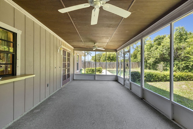 102 SE Crosspoint Dr, Port Saint Lucie, FL 34983 - unfurnished sunroom with ceiling fan, plenty of natural light, and french doors