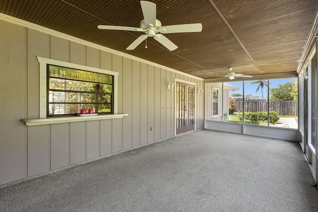 102 SE Crosspoint Dr, Port Saint Lucie, FL 34983 - unfurnished sunroom featuring ceiling fan and french doors