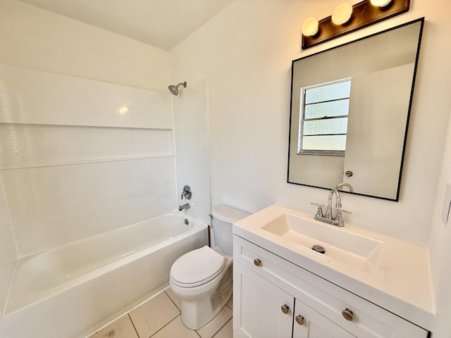 711 NW Riverside Dr, Port Saint Lucie, FL 34983 - bathroom featuring toilet, vanity, shower / bathtub combination, and tile patterned floors