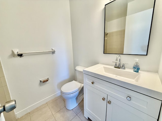 711 NW Riverside Dr, Port Saint Lucie, FL 34983 - bathroom featuring toilet, tile patterned floors, vanity, baseboards, and a shower