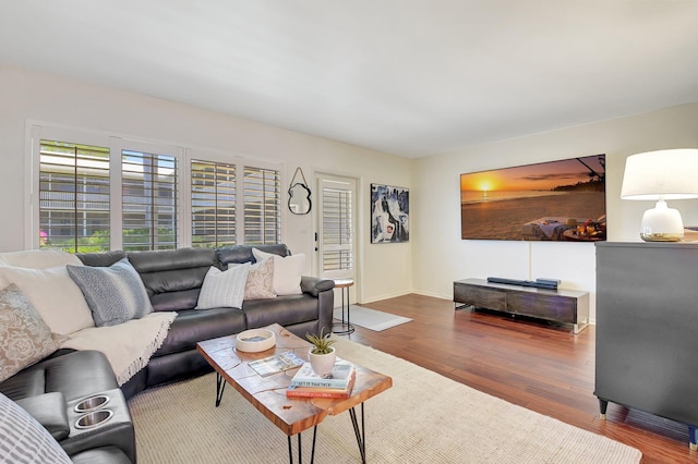 426 NE 7th Ave Unit 1F, Delray Beach, FL 33483 - living area featuring wood finished floors and baseboards