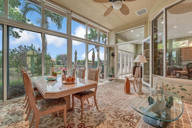 1885 Via Bellezza, Wellington, FL 33411 - sunroom with ceiling fan, outdoor dining area, and recessed lighting