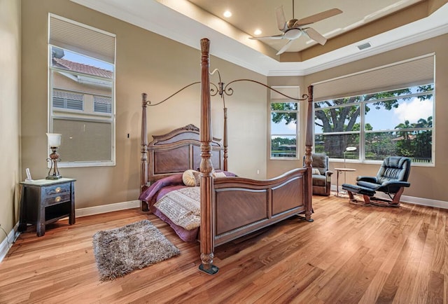 1885 Via Bellezza, Wellington, FL 33411 - bedroom with light wood-type flooring, baseboards, ornamental molding, and recessed lighting