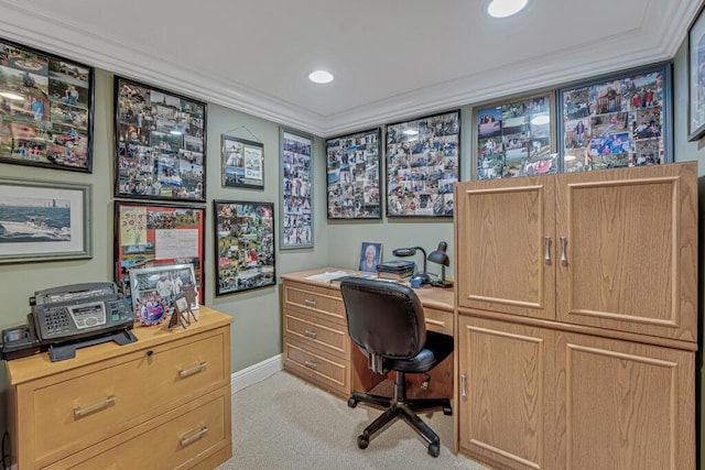 1885 Via Bellezza, Wellington, FL 33411 - office space with ornamental molding, light colored carpet, baseboards, and recessed lighting