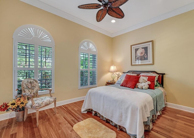 1885 Via Bellezza, Wellington, FL 33411 - bedroom with baseboards, ornamental molding, wood finished floors, and recessed lighting