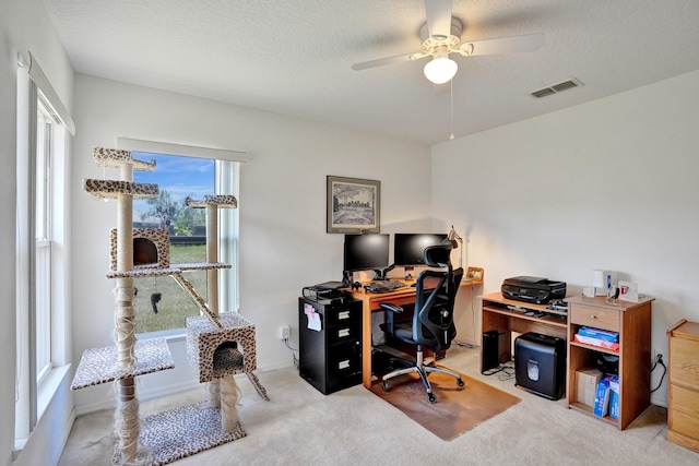 5940 NW Center St, Port Saint Lucie, FL 34986 - carpeted office space featuring ceiling fan and a textured ceiling