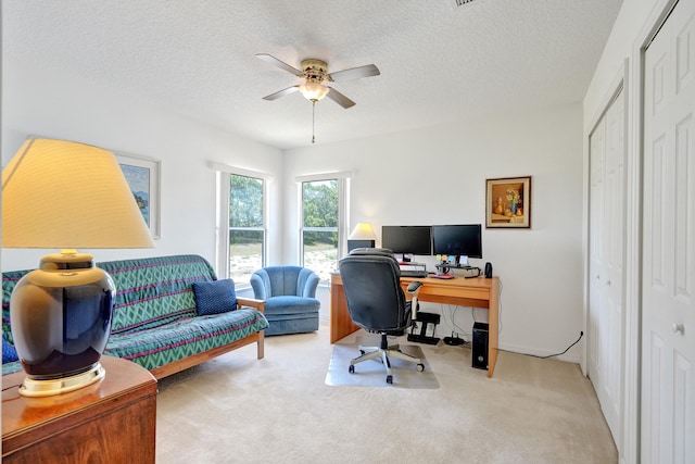 5940 NW Center St, Port Saint Lucie, FL 34986 - office space with carpet, ceiling fan, and a textured ceiling