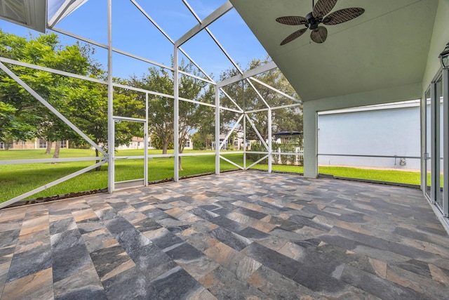 198 Magnolia Lakes Blvd, Port Saint Lucie, FL 34986 - view of patio / terrace with ceiling fan and glass enclosure