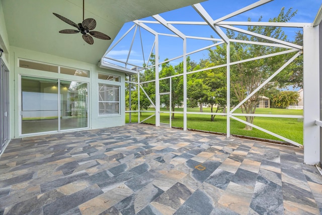 198 Magnolia Lakes Blvd, Port Saint Lucie, FL 34986 - unfurnished sunroom with ceiling fan and lofted ceiling