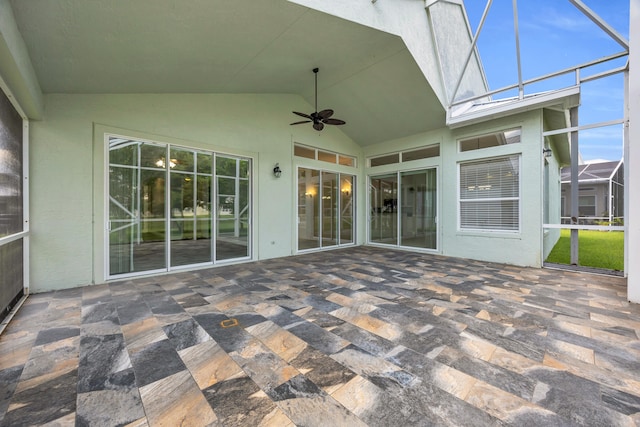 198 Magnolia Lakes Blvd, Port Saint Lucie, FL 34986 - unfurnished sunroom featuring a ceiling fan and lofted ceiling