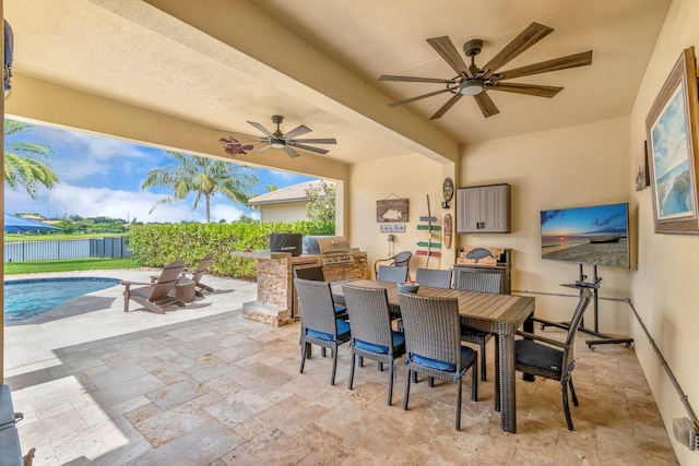 5014 Manchia Dr, Lake Worth, FL 33463 - view of patio / terrace featuring a ceiling fan and outdoor dining area