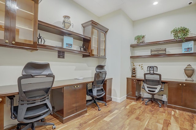 616 Clearwater Park Rd Unit 812, West Palm Beach, FL 33401 - office space with light wood-type flooring, built in study area, baseboards, and recessed lighting