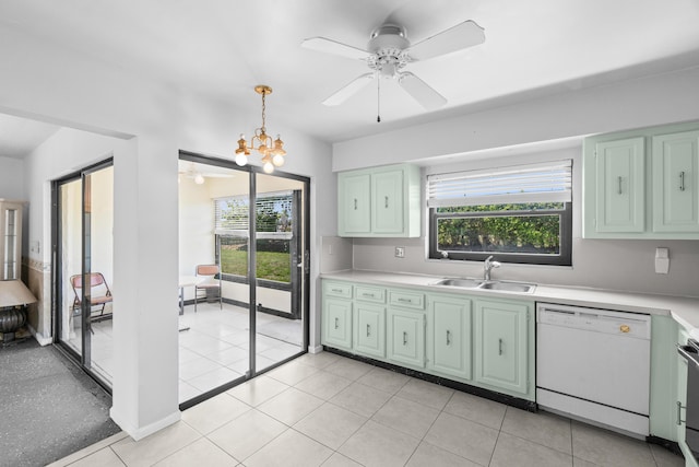 4657 Greentree Pl Unit A, Boynton Beach, FL 33436 - kitchen with dishwasher, a sink, light countertops, and healthy amount of natural light