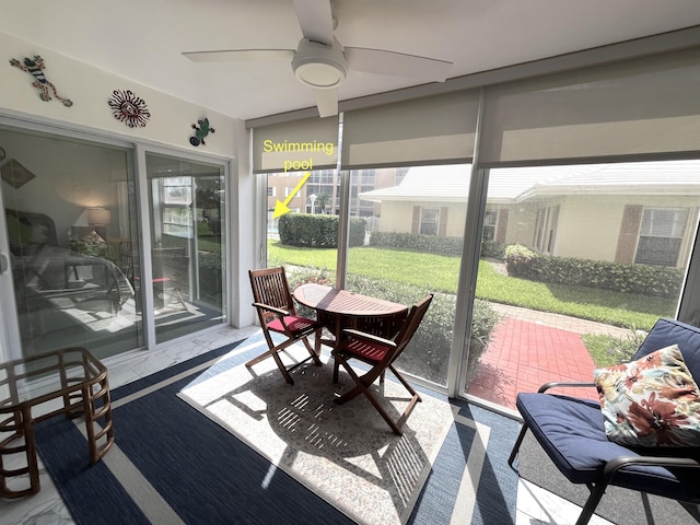 308 Golfview Rd Unit 107, North Palm Beach, FL 33408 - sunroom / solarium with healthy amount of natural light and a ceiling fan