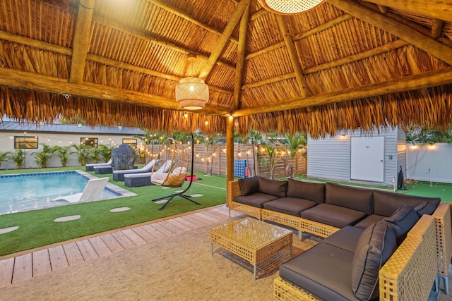 1646 NE 3rd Ave, Delray Beach, FL 33444 - view of patio / terrace with outdoor lounge area, a gazebo, and an outdoor pool