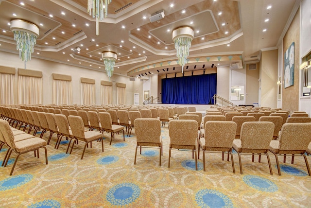 14811 Via Porta, Delray Beach, FL 33446 - miscellaneous room with ornamental molding, coffered ceiling, and recessed lighting